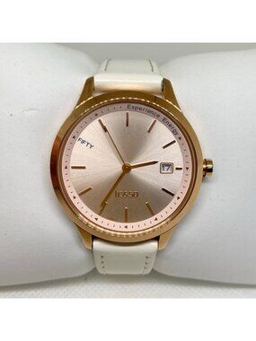 Titan Women’s Watch Rose Gold Face Color Date 35mm quartz white leather running